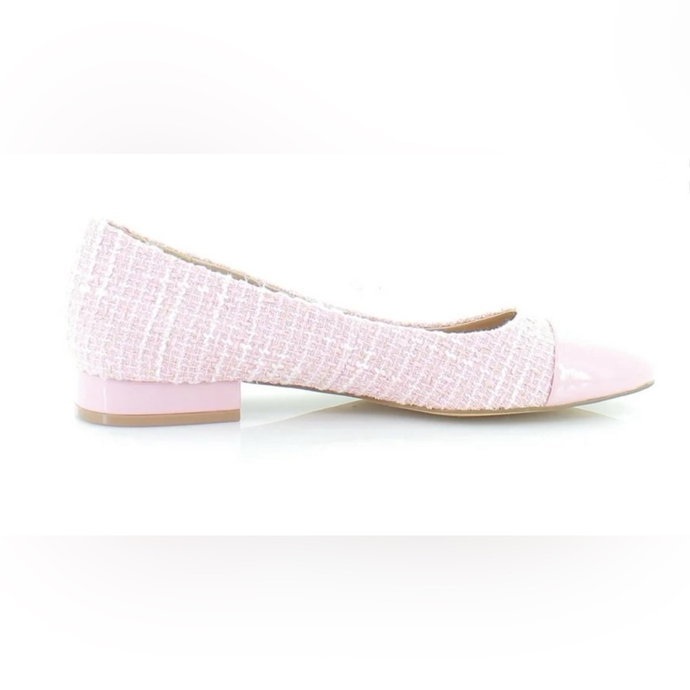 Pink Tweed and Patent Leather Low Heel Ballet Flat